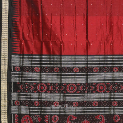 Maroon Black Buti Design Bomkai Sambalpuri Silk Saree