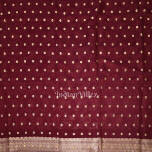 Wine Meenakari Pure Mashru Satin Silk Banarasi Saree