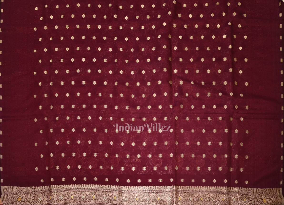 Wine Meenakari Pure Mashru Satin Silk Banarasi Saree