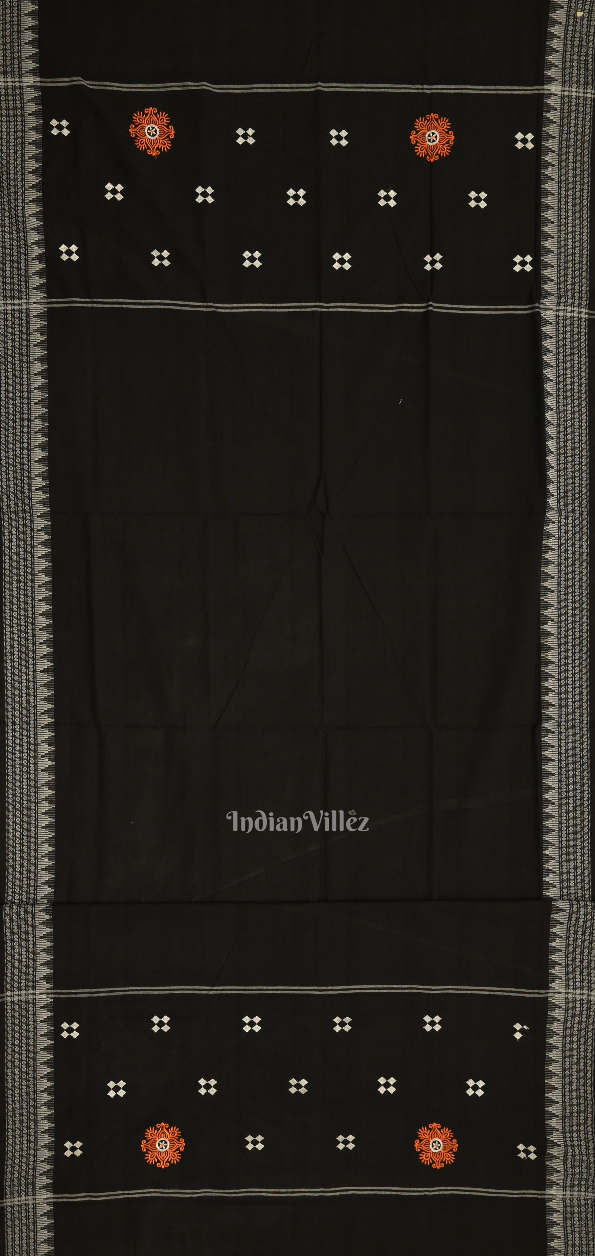 Orange Sambalpuri Cotton Bomkai Dress Material & Dupatta