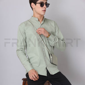 Frankshirt Chinese Collar Pista Tailored Fit Cotton Casual Shirt for Man