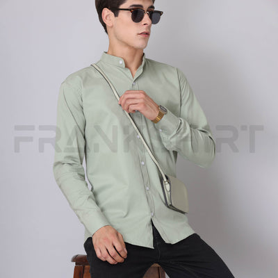 Frankshirt Chinese Collar Pista Tailored Fit Cotton Casual Shirt for Man