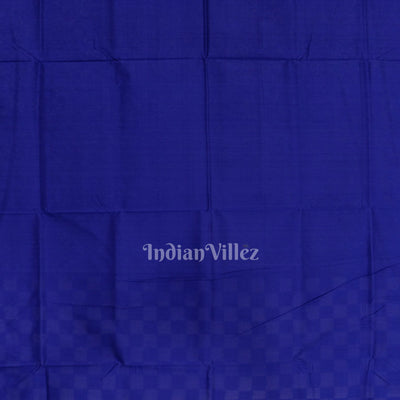 Blue Grey Odisha Ikat Square Motif Sambalpuri Silk Saree