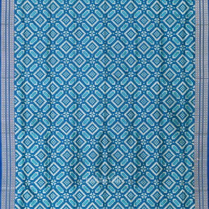 Aqua Blue White Pasapali Sambalpuri Silk Saree