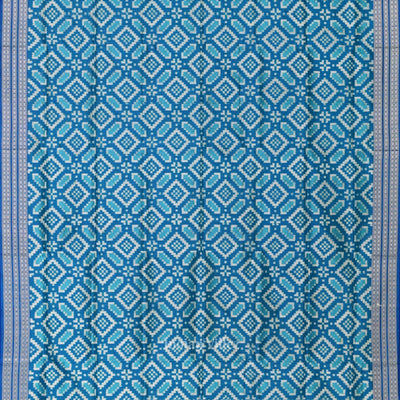 Aqua Blue White Pasapali Sambalpuri Silk Saree