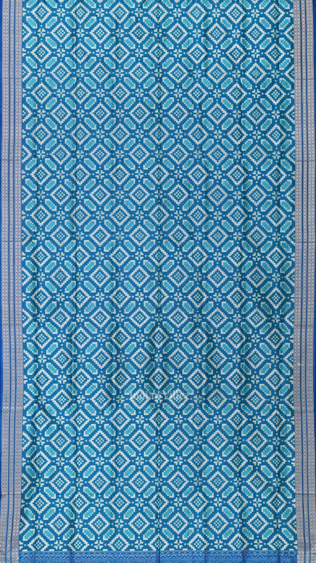 Aqua Blue White Pasapali Sambalpuri Silk Saree