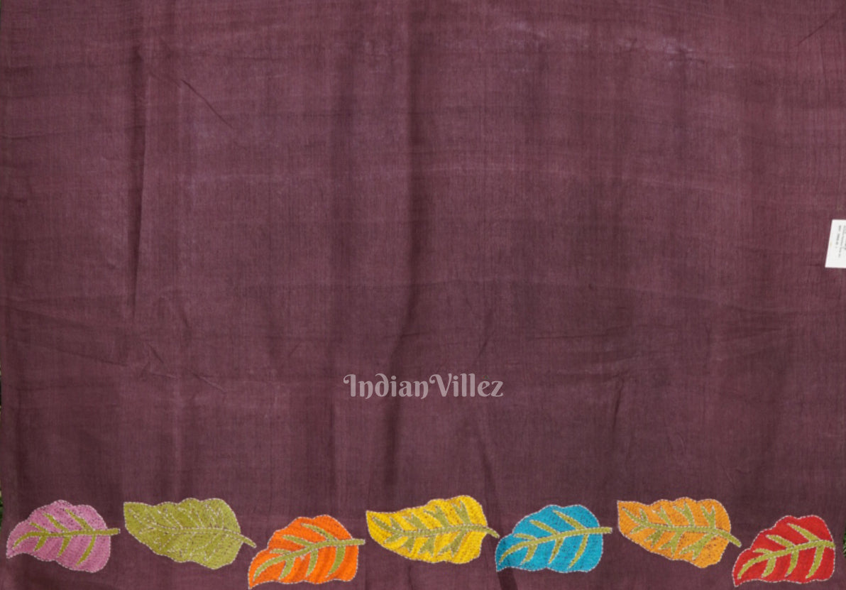 Exclusive Tussar Kantha Stitch Hand Embroidered Saree