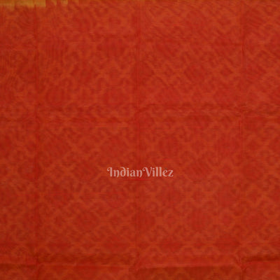 Yellow Red Pochampally Ikat Sico (Silk &Cotton) Saree with Zari Border