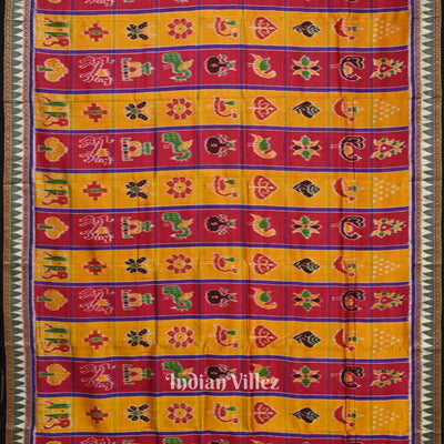 Red Yellow Nabakothi Nabarangi Khandua Silk Saree