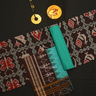 Black Green Jungle Theme Odisha Ikat Sambalpuri Dress Set & Dupatta