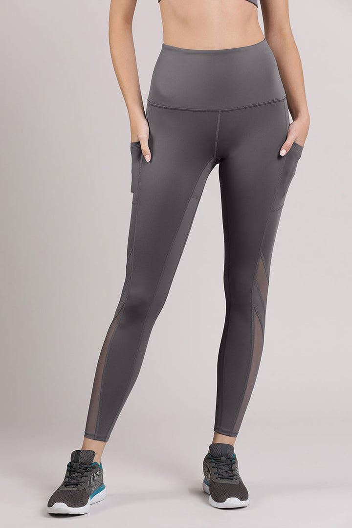 Energize Panelled Tights - Volcanic Glass