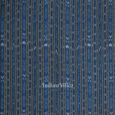 Deep Blue Stripes Sambalpuri Odisha Ikat Cotton Fabric