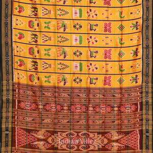Yellow Maroon Odisha Ikat Designer Nabakothi Silk Saree