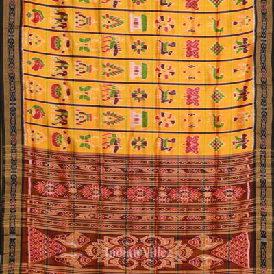Yellow Maroon Odisha Ikat Designer Nabakothi Silk Saree