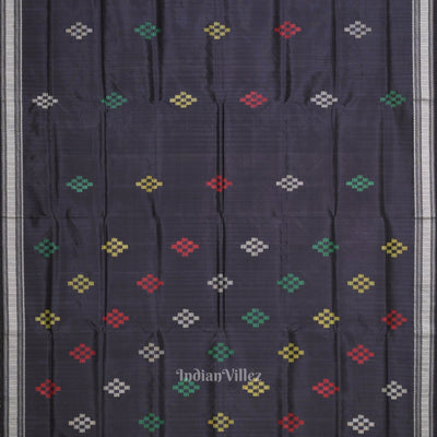 Black Pasapali Double Pallu Berhampuri Silk Saree