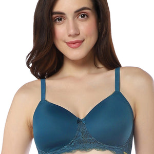 Lace Elegance Padded Non-Wired Bra - Gebralta Blue