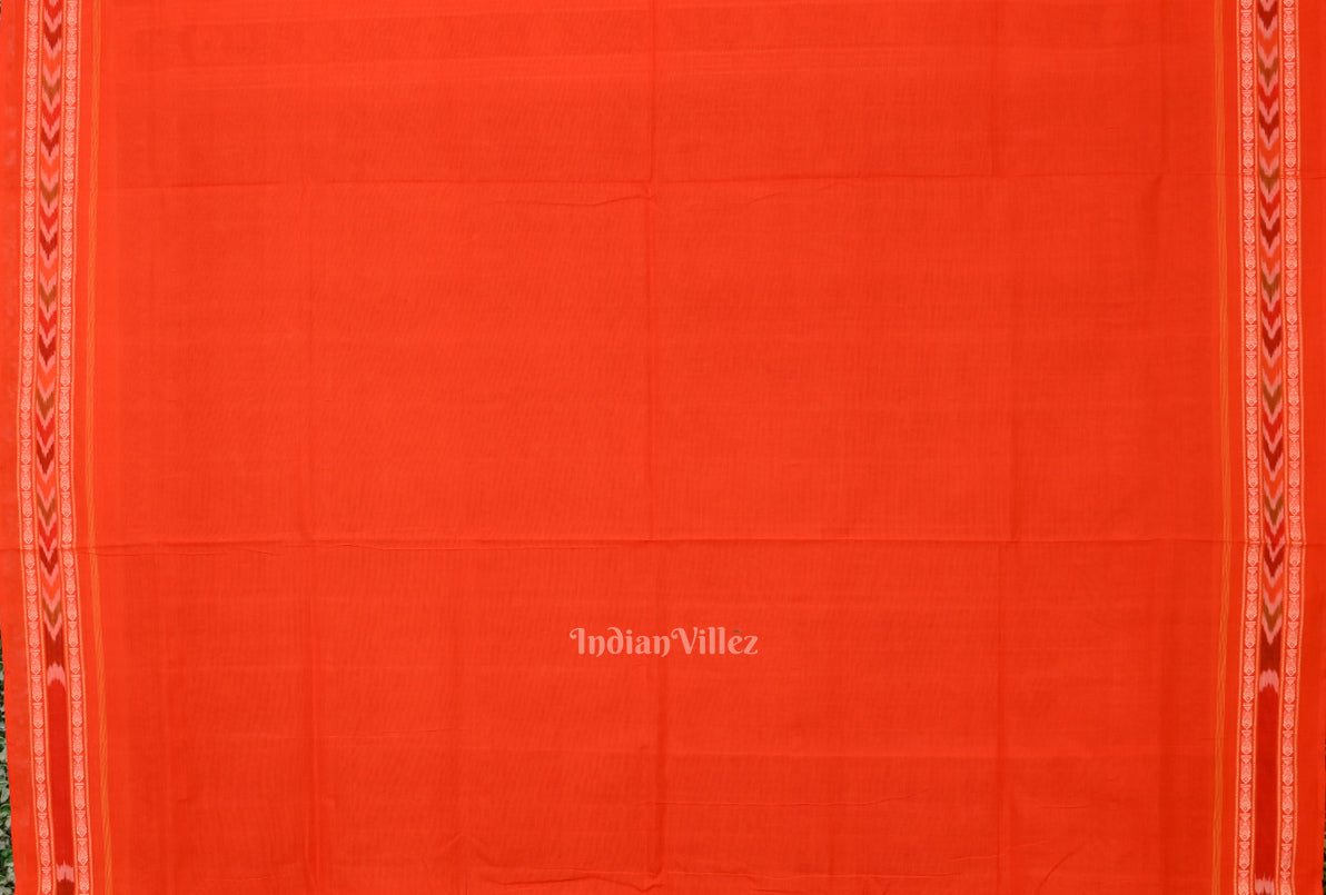 Green Lotus & Peacock Theme Sambalpuri Cotton Saree