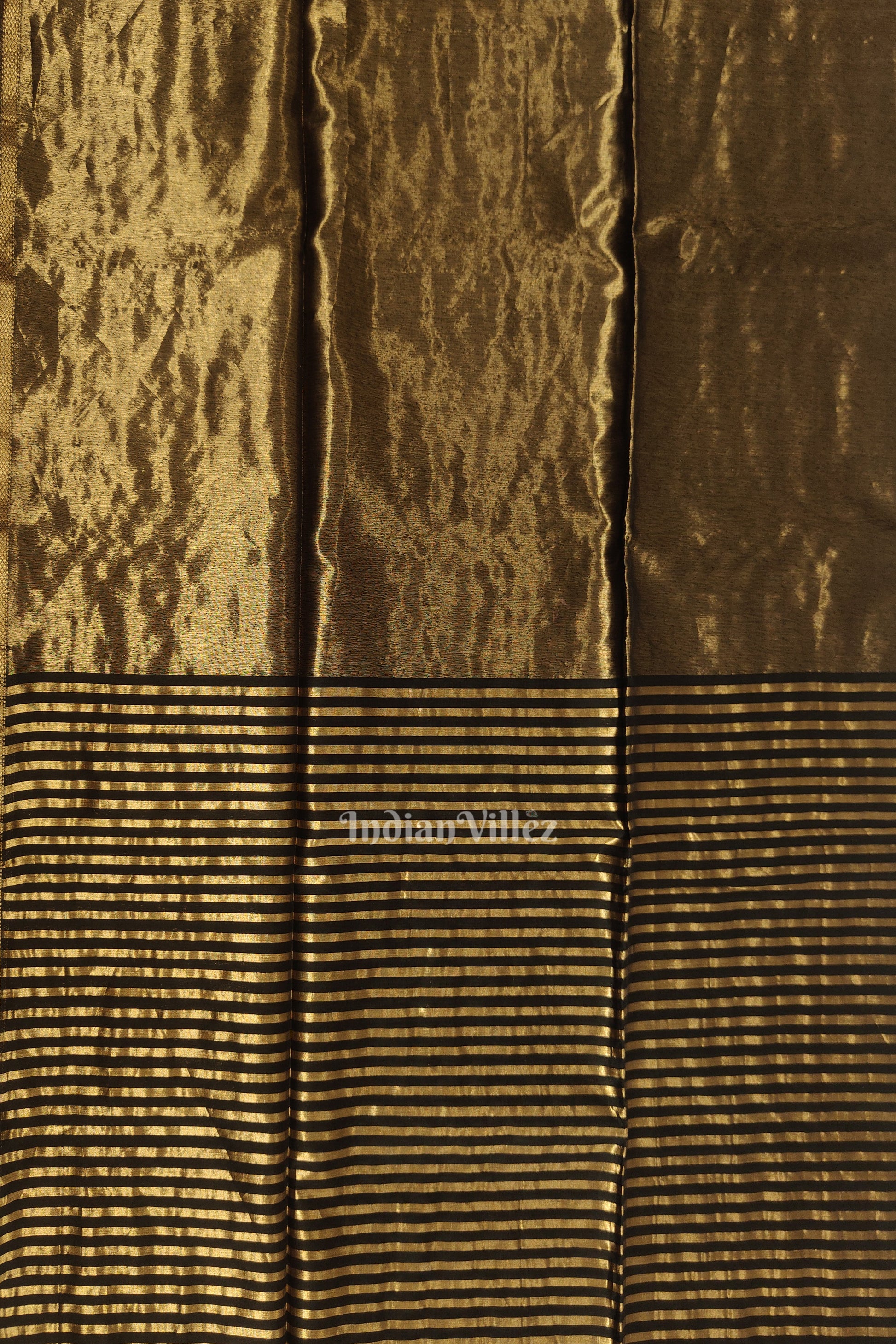 Black Stripped Maheshwari Pure Silk Cotton Maheshwari Saree with Zari Work