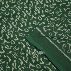 Green Musical Instrument Theme Odisha Ikat Sambalpuri Cotton Fabric