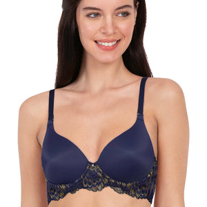 Lace Legacy Padded Wired Lace Full Cover T-shirt Bra - Midnight