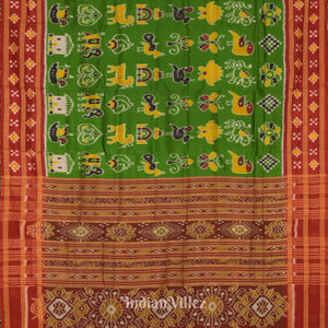 Green Nabarangi Nabakothi Border Pasapalli Odisha Ikat Khandua Silk Saree