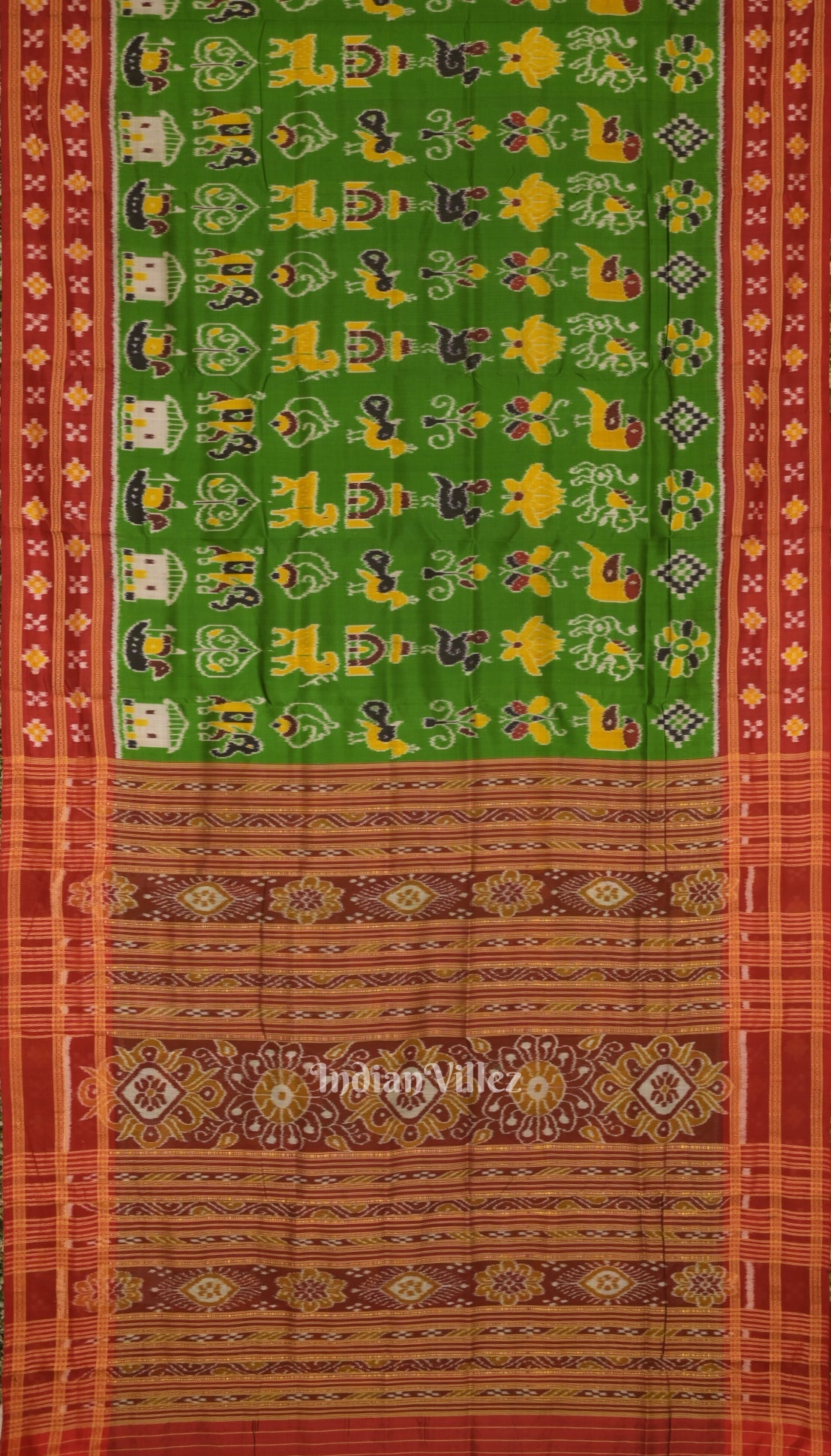 Green Nabarangi Nabakothi Border Pasapalli Odisha Ikat Khandua Silk Saree