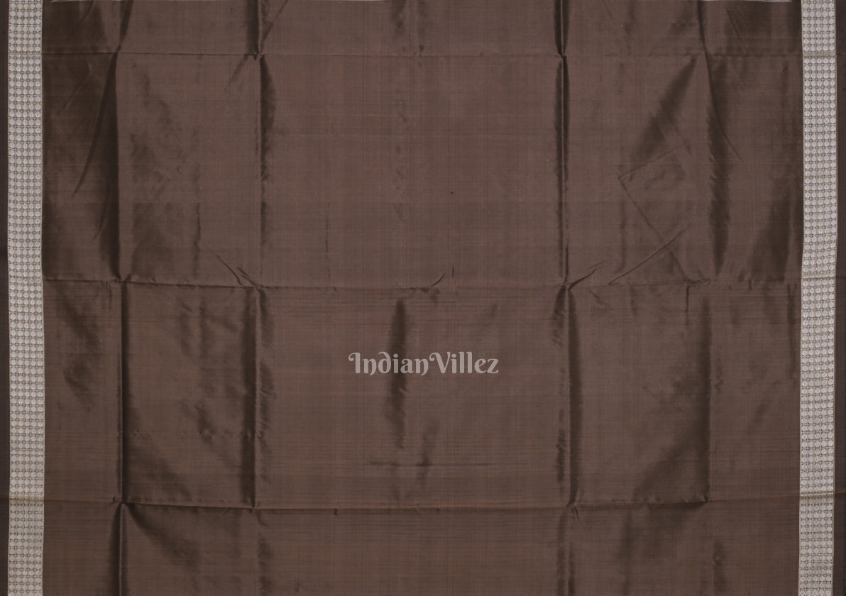 Greige Gray Odisha Handloom Natural Dyed Sambalpuri Silk Saree