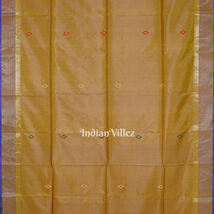 Khaki With Parrot Green Handwoven South Soft Silk Saree