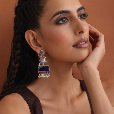 trueBrowns Silver Tone Bird Earrings