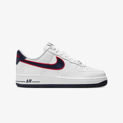 Nike | AIR FORCE 1 '07 { WHITE/OBSIDIAN-UNIVERSITY RED-WOLF GREY