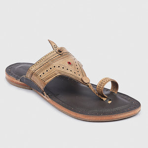 Brown Handstitched Leather Kolhapuri Men Slipper