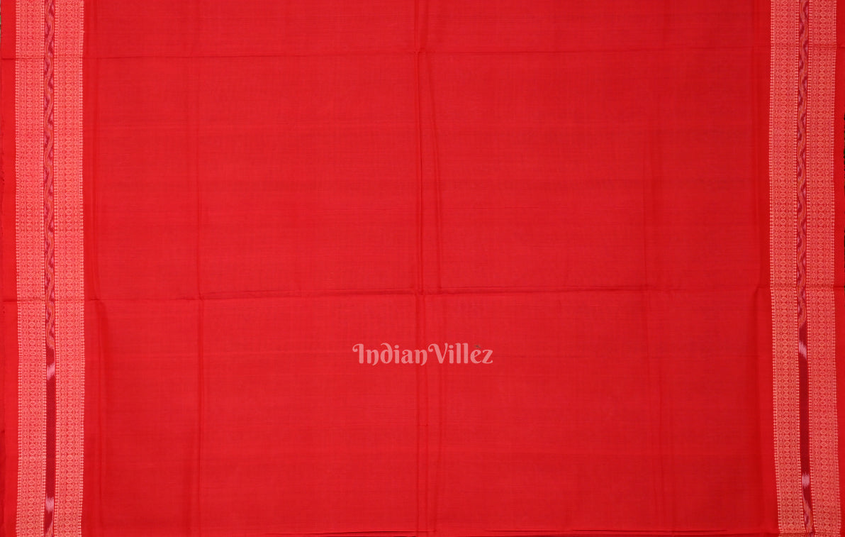 Blue Red Jhoti Theme Sambalpuri Cotton Saree