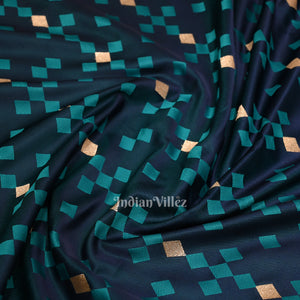 Navy Blue Soft Pure Mashru Satin Silk Banarasi Saree