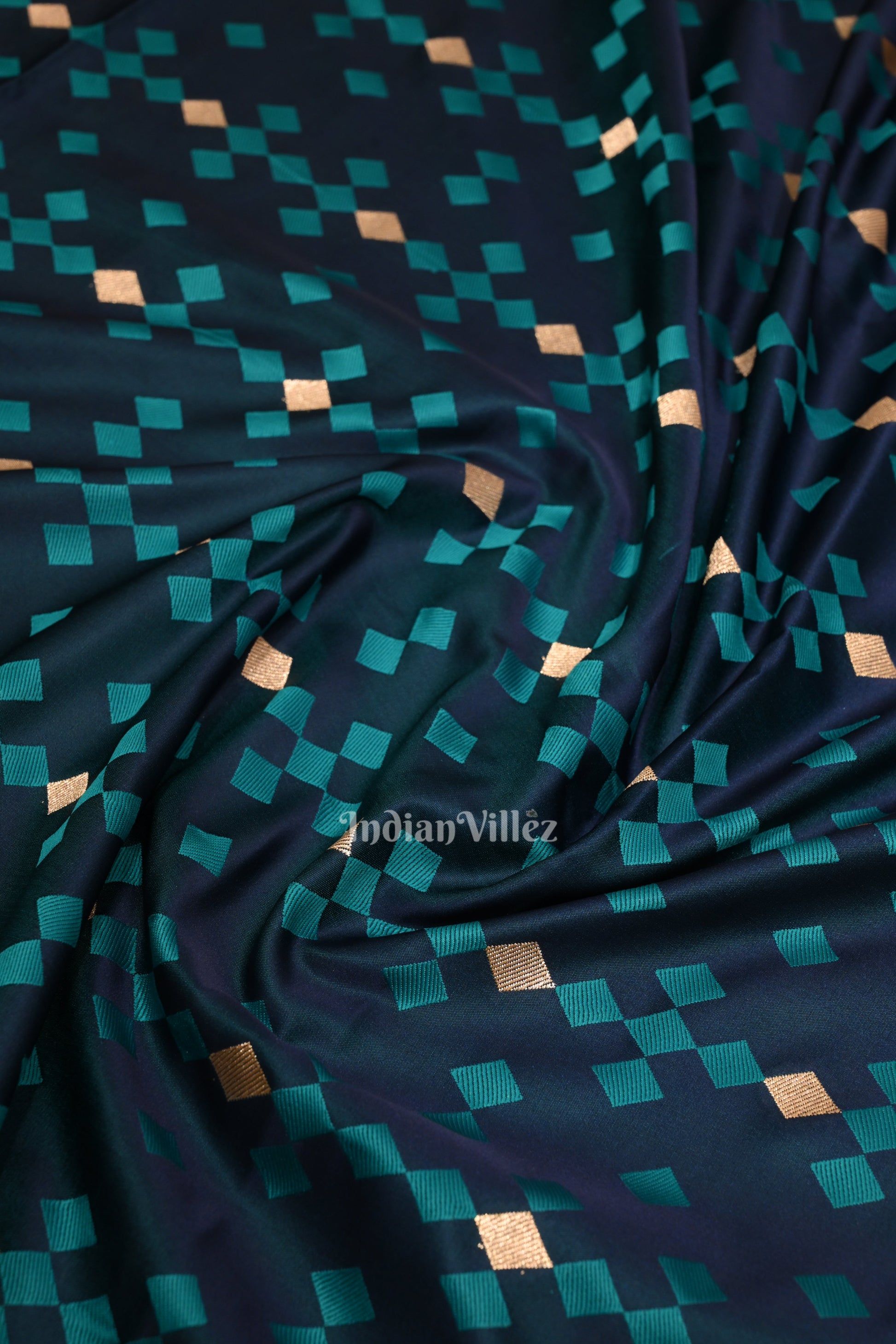 Navy Blue Soft Pure Mashru Satin Silk Banarasi Saree