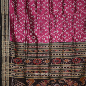 Magenta Pink Tribal Theme Odisha Ikat Khandua Silk Saree