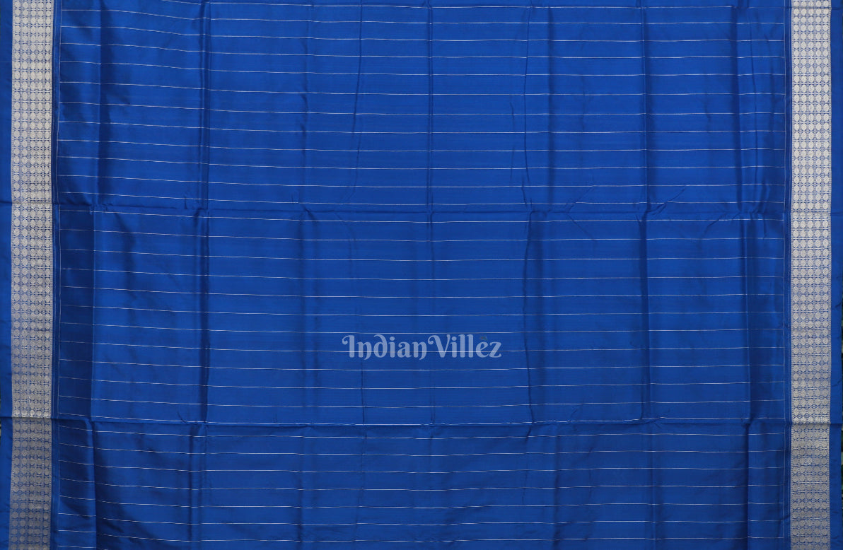 Orange Blue Tribal Theme Odisha Ikat Pure Sambalpuri Silk Saree