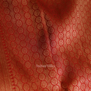 Cherry Red pure Kanjivaram Silk Saree with  Zari Brocade