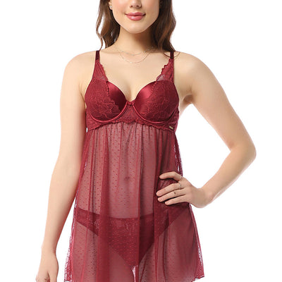 Eternal Bliss Padded Wired Babydoll - Rio Red