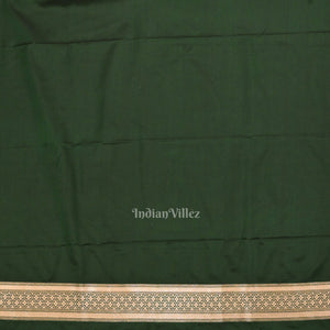 Bottle Green Floral Motif Mashru Satin Silk Banarasi Saree