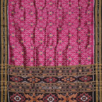 Purple Black Odisha Ikat Khandua Silk Saree