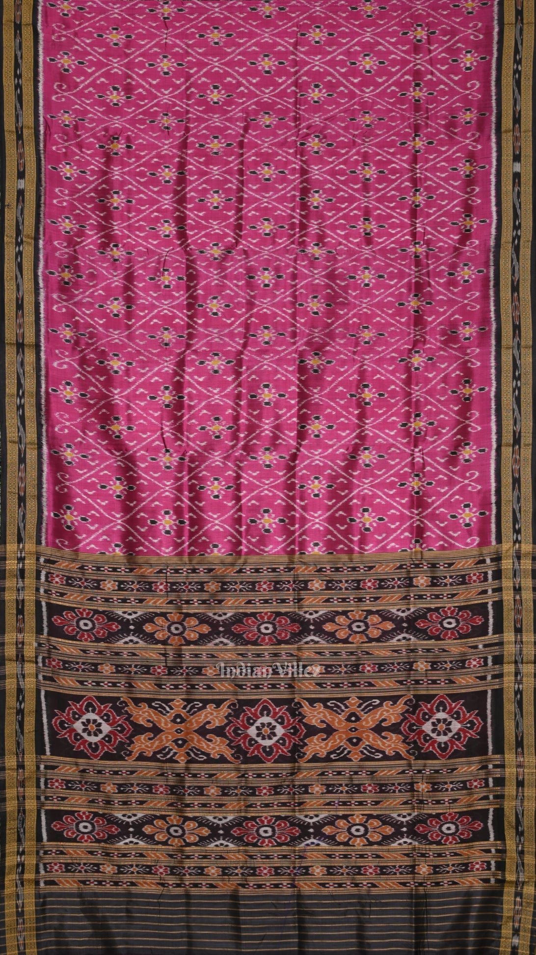 Purple Black Odisha Ikat Khandua Silk Saree