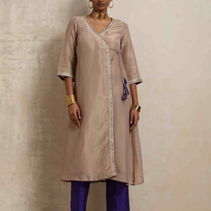 trueBrowns Lilac Tissue Angrakha Kurta Set