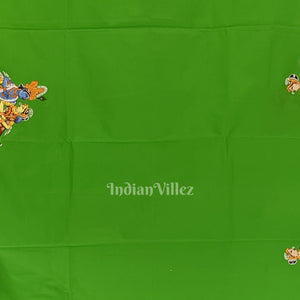 Green Kandarpa Hasti Hand-Painted Pattachitra Saree
