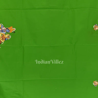 Green Kandarpa Hasti Hand-Painted Pattachitra Saree