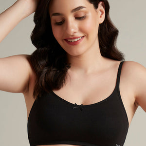 Daily Support Non Padded Non-Wired Cotton Bra - Black
