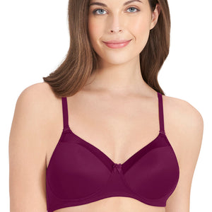 Satin Edge Padded Non-wired T-shirt Bra - Plum Caspia