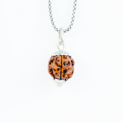 Silver Capping 3 Mukhi Rudraksha Pendant With Chain  ( Nepali )