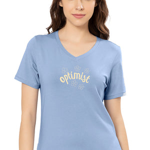 V-Neck Sleep Tee - Brunnera Blue