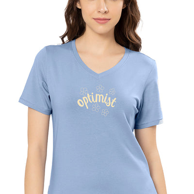 V-Neck Sleep Tee - Brunnera Blue