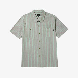 HUF | PARKER WORK SHIRT  { WHITE/GREEN